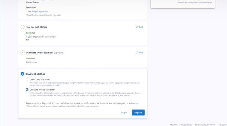 CCC RightsLink: Generate invoice