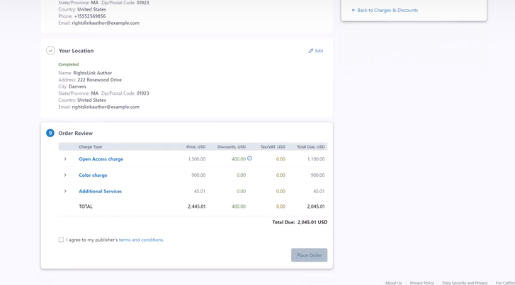 CCC RightsLink author review